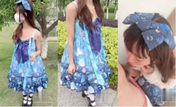 推特网红百变COSER叛逆情侣【洛丽塔】千元露脸土豪任务定制~公园露出楼道啪啪内射3